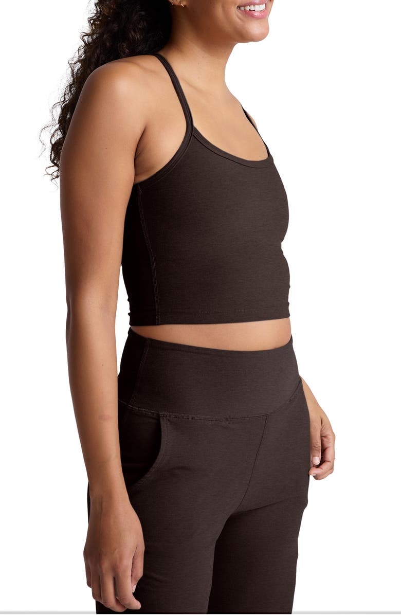 Beyond Yoga Space Dye Slim Racerback Crop Tank, Alternate, color, Dark Chocolate Heather