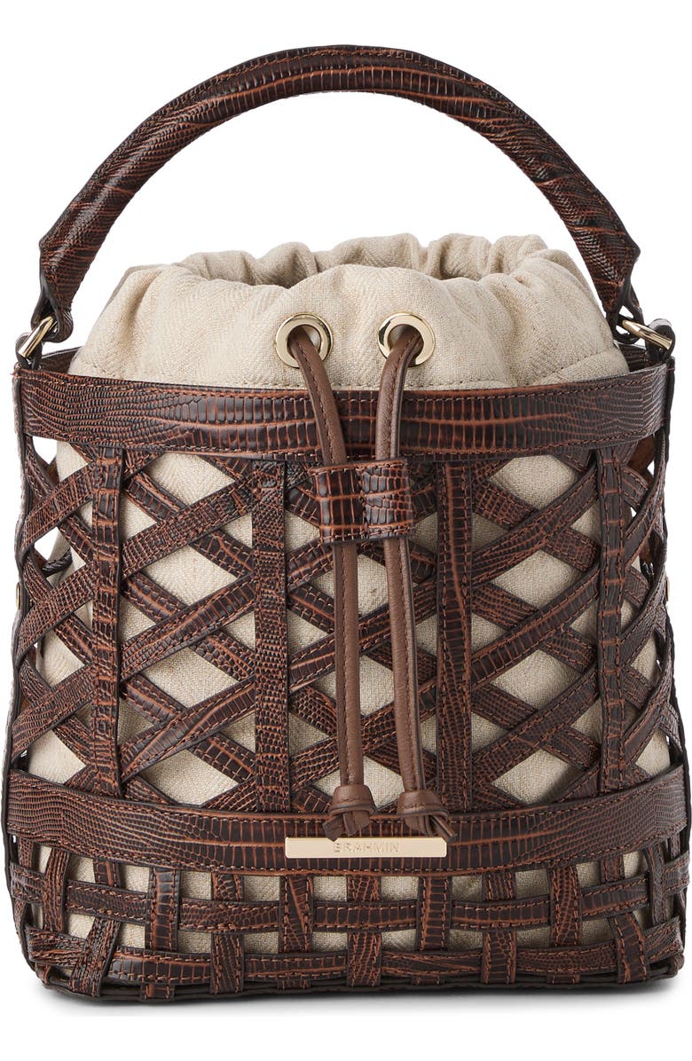 Brahmin Mini Amelia Top Handle Bucket Bag, Main, color, Chestnut