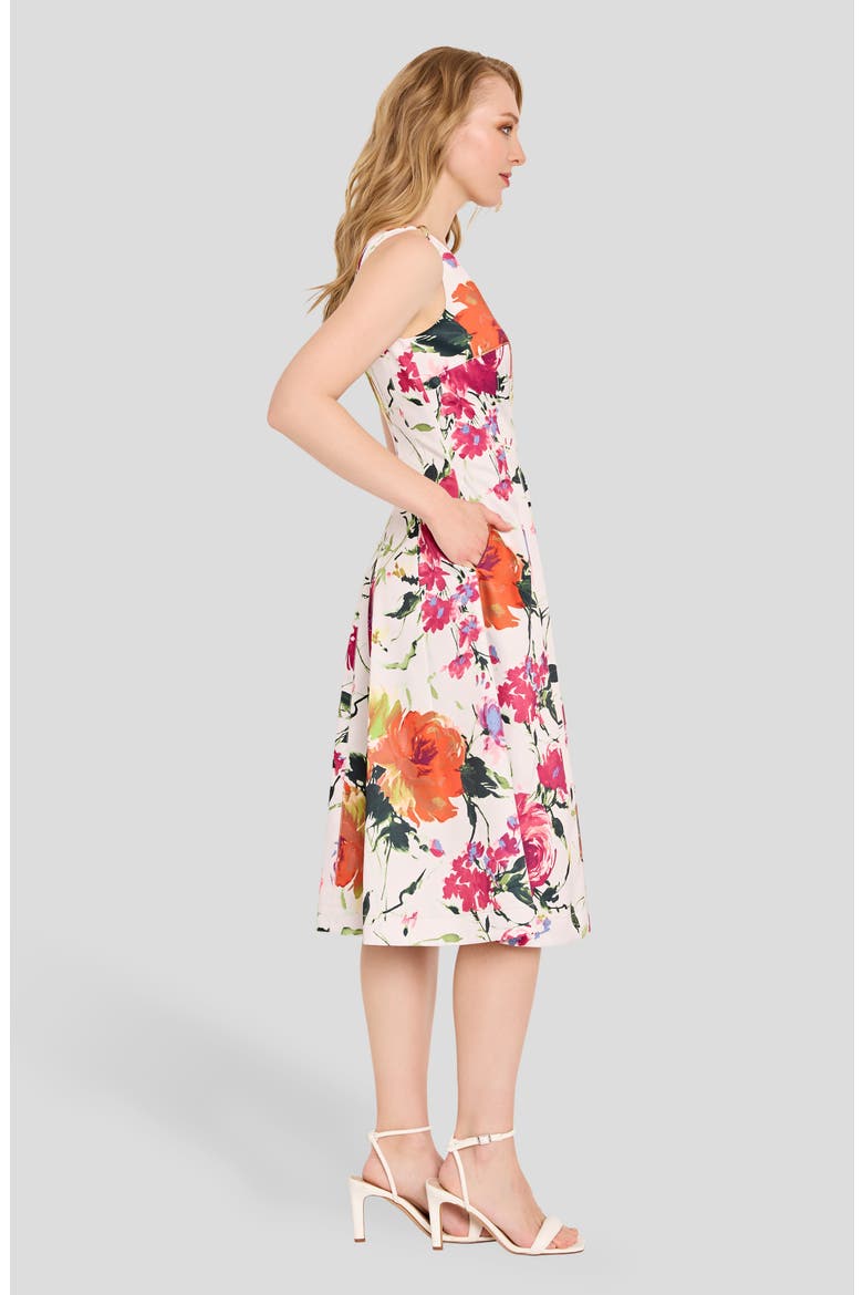 Hardware On Print Fit & Flare Dress, Alternate, color, SAND FLORAL