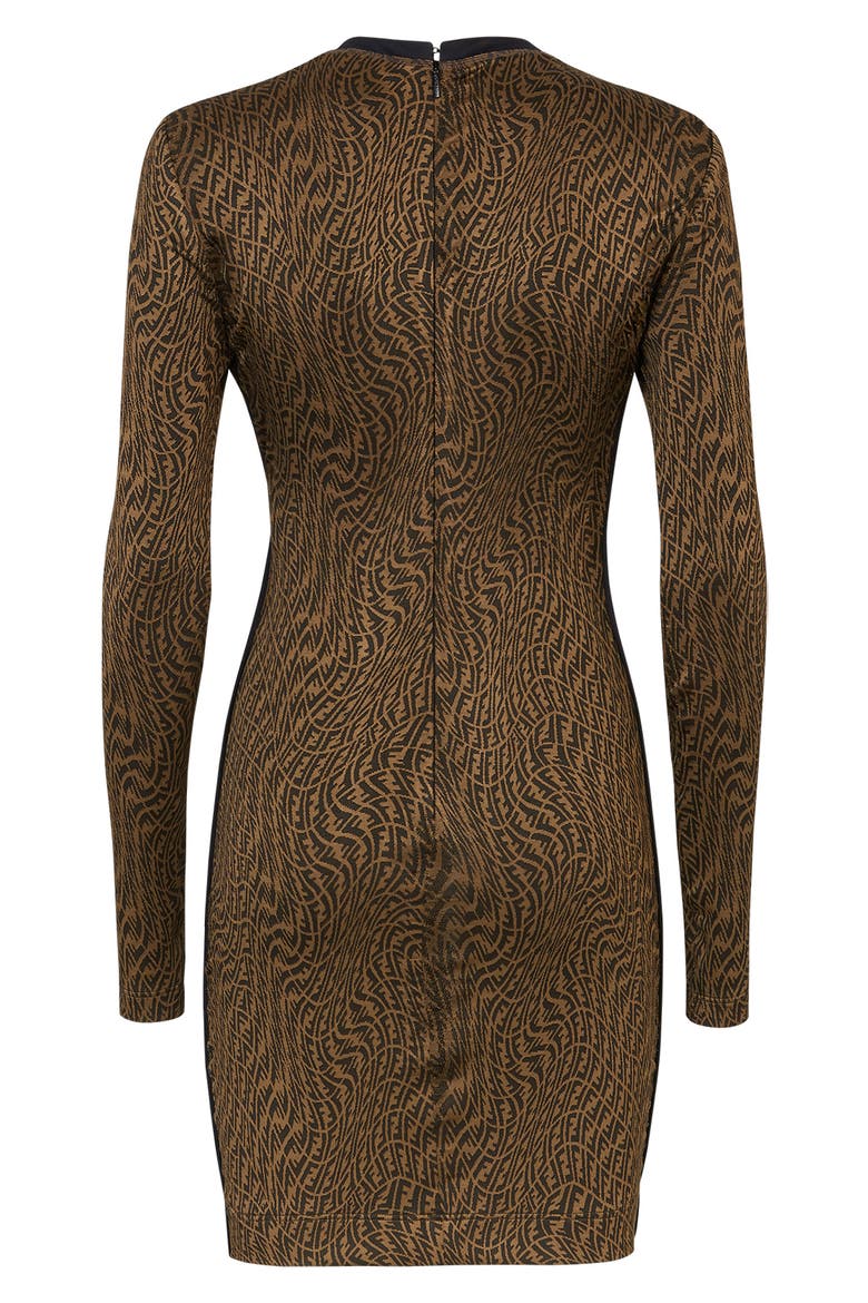 x Sarah Coleman FF Vertigo Twist Front Long Sleeve Jersey Dress, Alternate, color, TOBACCO