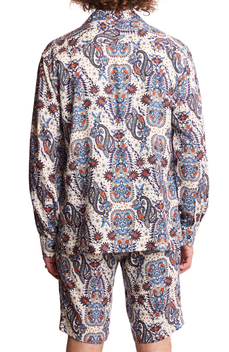PAISLEY & GRAY Trim Fit Long Sleeve Camp Shirt, Alternate, color, White Blue Orange Paisley