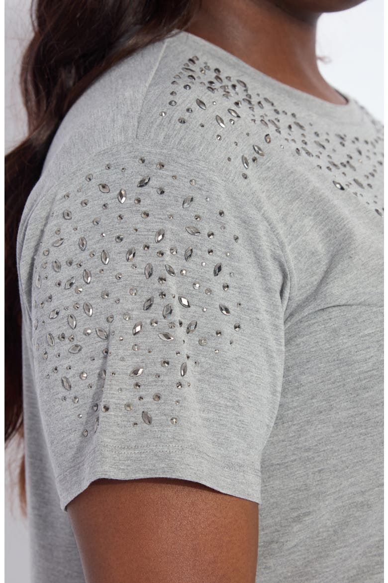 Malva Rhinestone Embellished Short Sleeve Top, Alternate, color, DARK HEATHER GREY