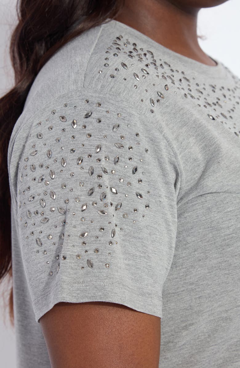 Lysse Malva Rhinestone Embellished Short Sleeve Top, Alternate, color, Dark Heather Grey