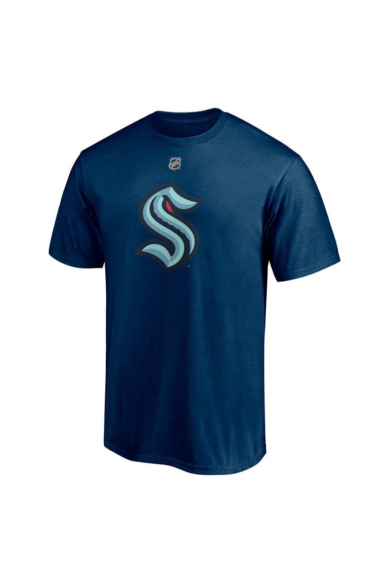 Men's Fanatics Branded Philipp Grubauer Deep Sea Blue Seattle Kraken Authentic Stack Name & Number T-Shirt, Alternate, color, Navy