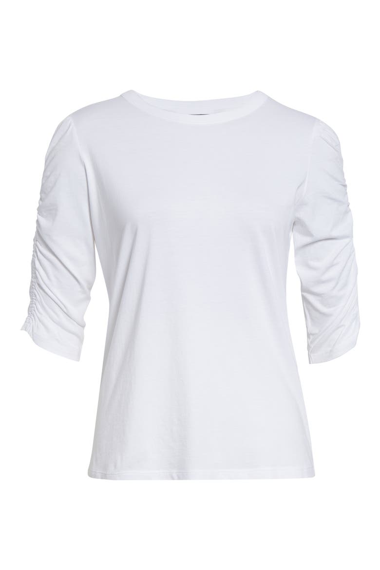 Waldorf Ruched Sleeve T-Shirt, Alternate, color, WHITE