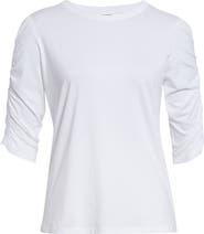 Veronica Beard Waldorf Ruched Sleeve T-Shirt