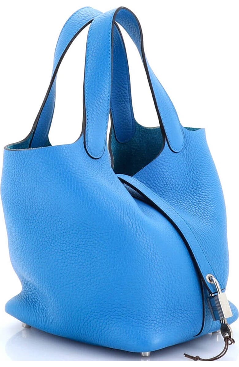 Pre-Owned Hermes Picotin Lock Bag Clemence PM, Alternate, color, Bleu Zanzibar