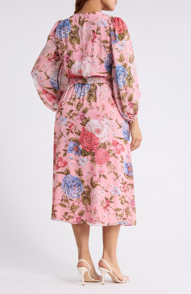 Anne Klein Floral Midi Dress, Alternate, color, Calypso Coral Multi