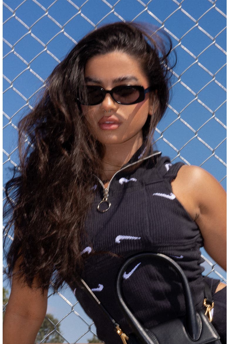Booked 52mm Rectangular Sunglasses, Alternate, color, BLACK / DARK SMOKE