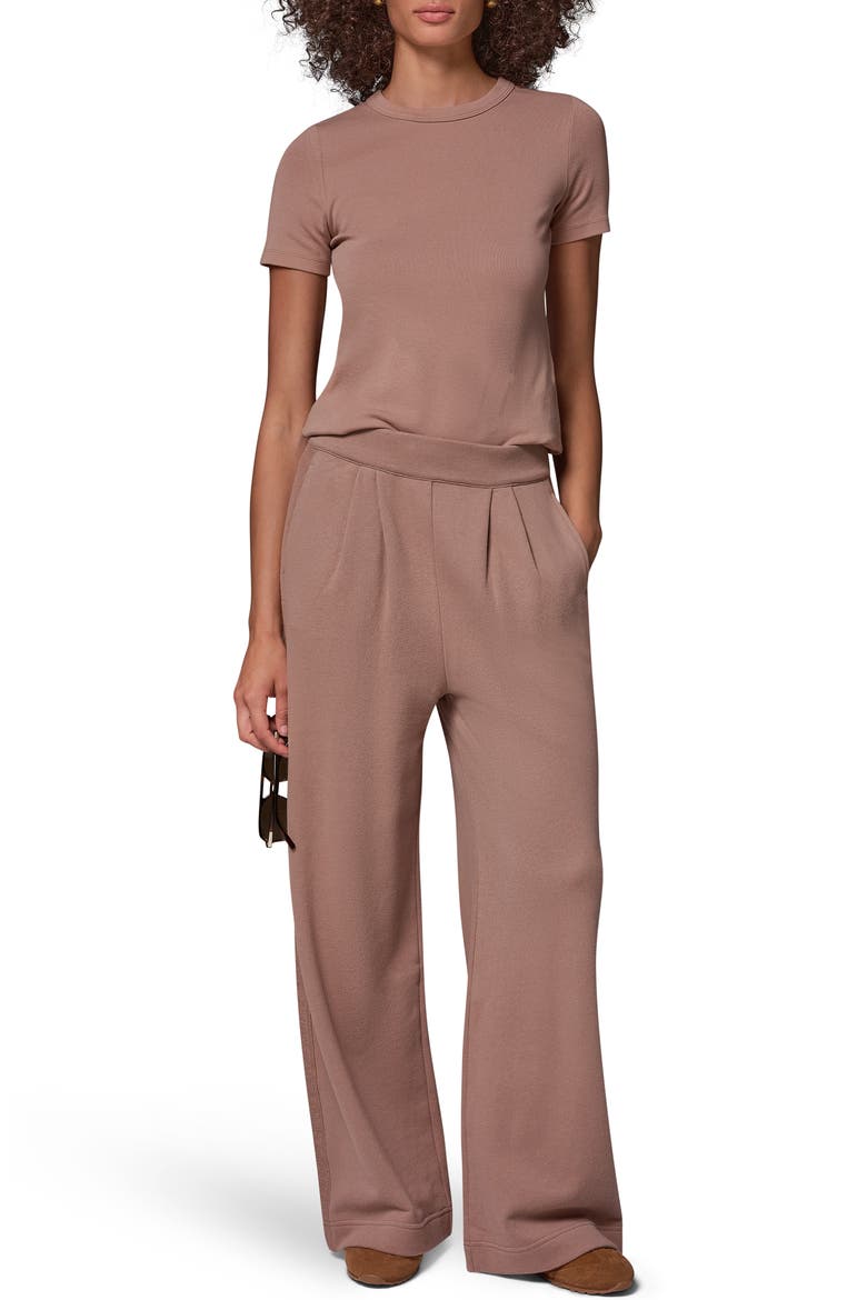 High Waist Wide Leg French Terry Pants, Alternate, color, CAMEL