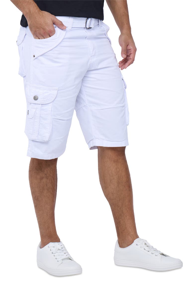 Belted Bermuda Cargo Shorts, Alternate, color, WHITE