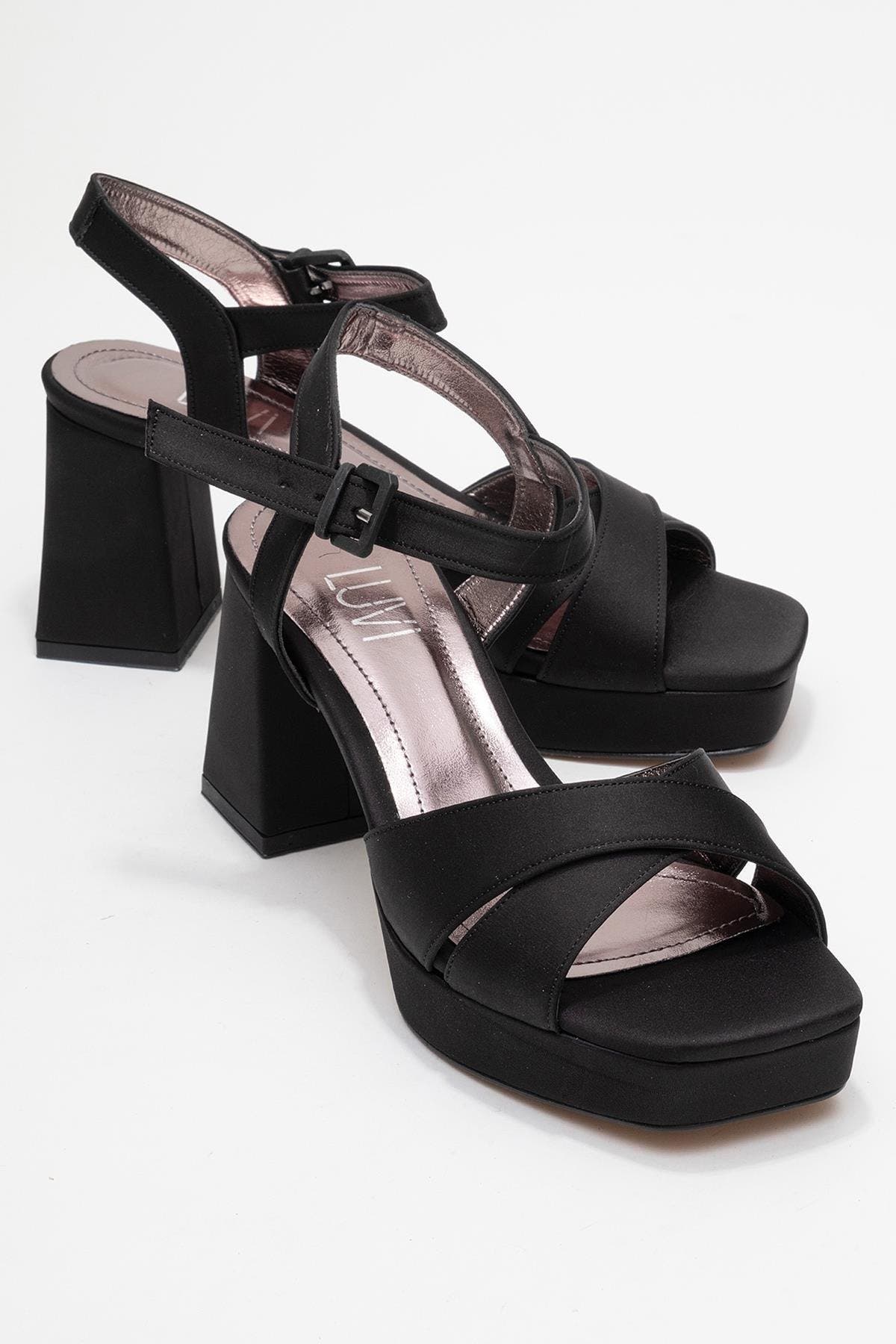 Lisbon Platform Block Heel Sandal, Alternate, color, Black Satin