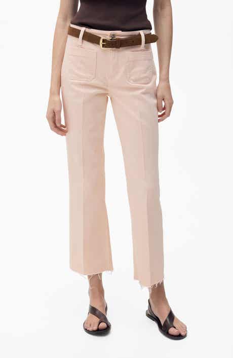 MANGO Alex Raw Hem Patch Pocket Crop Flare Jeans