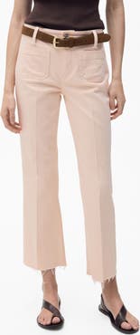 MANGO Alex Raw Hem Patch Pocket Crop Flare Jeans