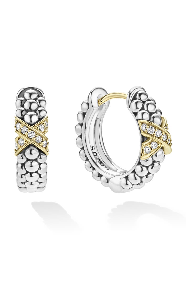 LAGOS Embrace Diamond Huggie Hoop Earrings, Main, color, Metallic