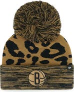 '47 Women's '47 Leopard Brooklyn Nets Rosette Cuffed Knit Hat with Pom