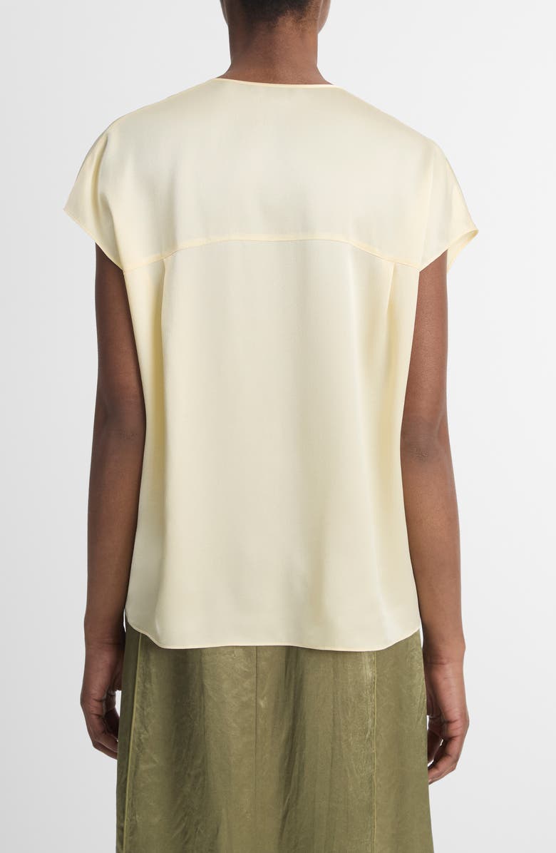 Vince Split Neck Silk Top, Alternate, color, Sun Creme
