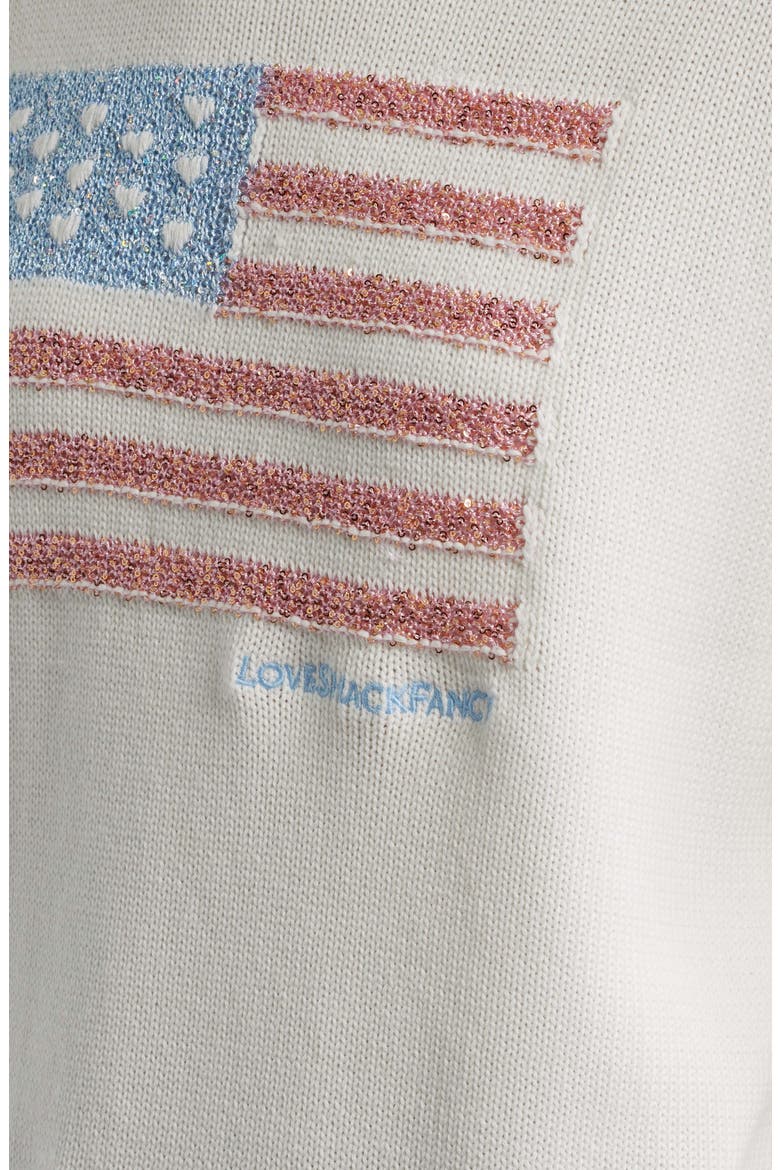 Sequin Flag Cotton Sweater, Alternate, color, POP ROCKET