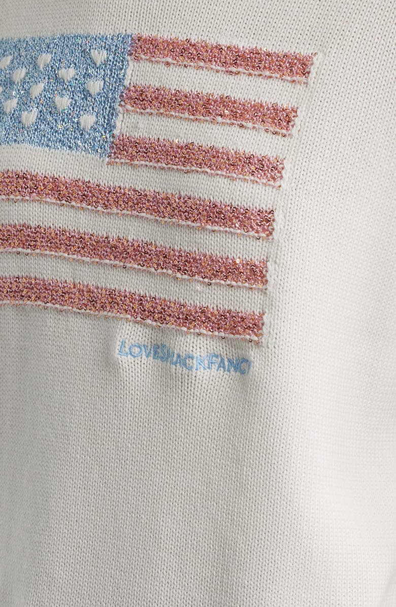 LoveShackFancy Sequin Flag Cotton Sweater, Alternate, color, Pop Rocket