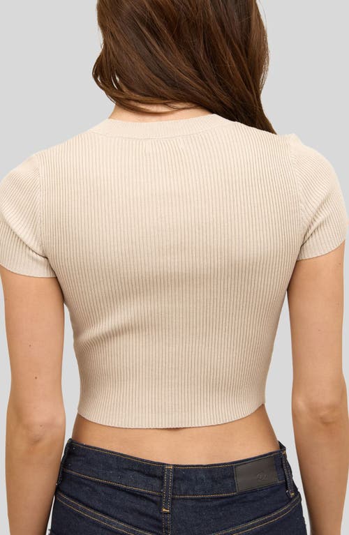 Blu Pepper Button Front Short Sleeve Sweater In Neutral