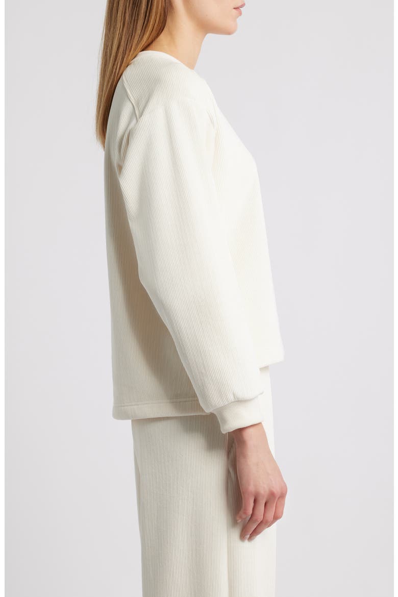 Ribbed Velour High-Low Sweatshirt, Alternate, color, CREAM