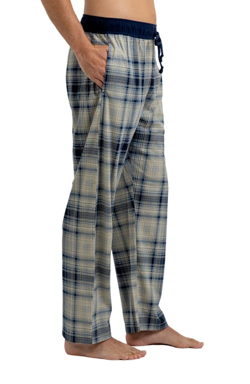 Rainforest Brushed Plaid Flannel Lounge Pants In Cream Navy