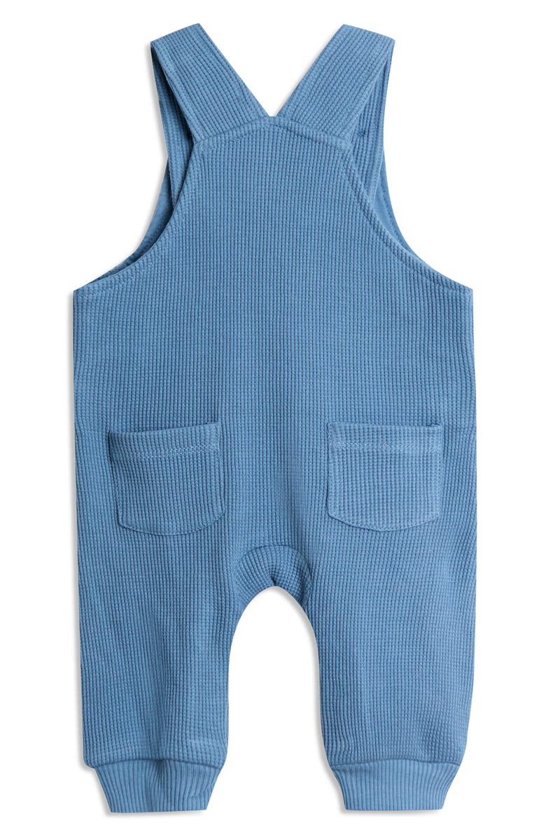 JOJO MAMAN BEBE Long Sleeve Bodysuit & Bear Appliqué Waffle Knit Overalls Set, Alternate, color, Denim