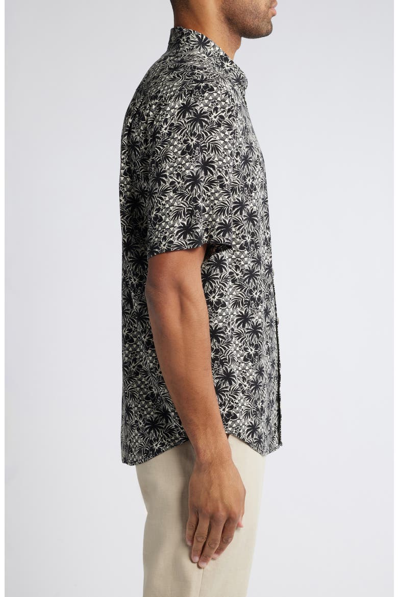 Veracruz Cay Palm Cascade Short Sleeve Button-Up Shirt, Alternate, color, BLACK