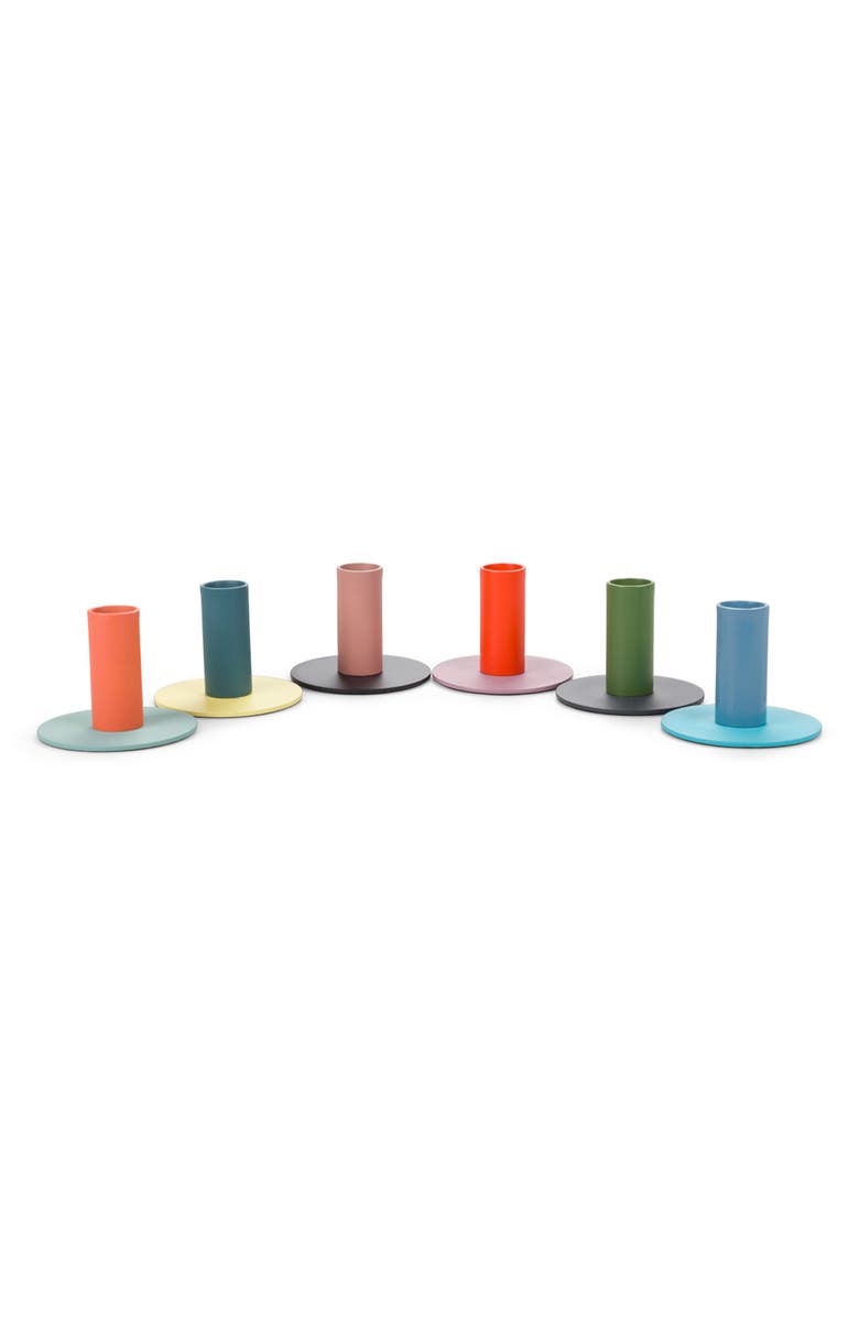 BRITISH COLOUR STANDARD Set of 6 Tall Two-Tone Candleholders, Alternate, color, Blue Multi-Coloured