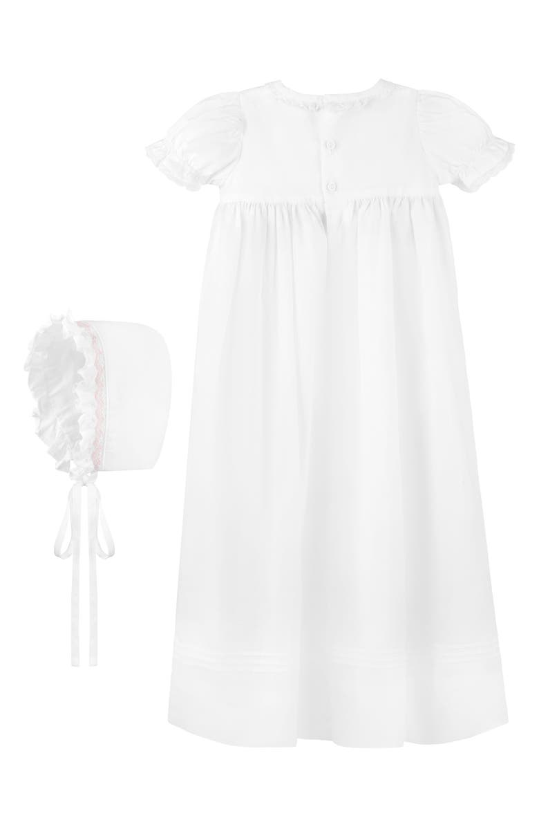 Carriage Boutique Smocked Christening Gown & Bonnet Set, Alternate, color,