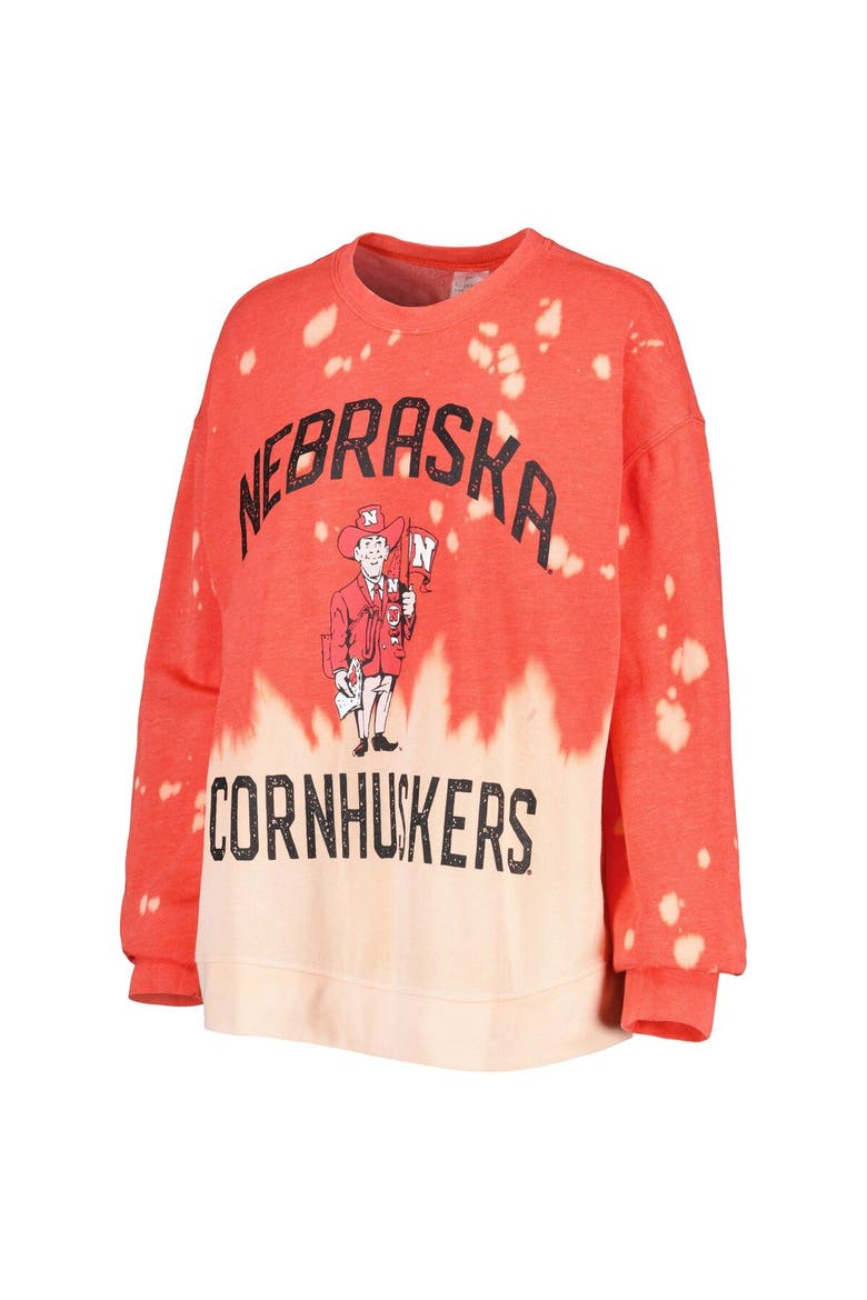 Women's Gameday Couture Scarlet Nebraska Huskers Twice As Nice Faded Dip-Dye Pullover Sweatshirt, Alternate, color, Red