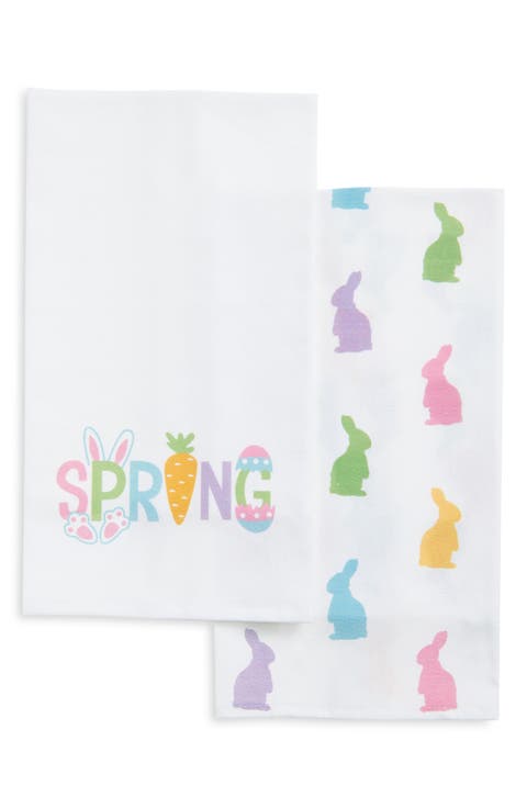 Spring Bunny Set of 2 Cotton Kitchen Towels