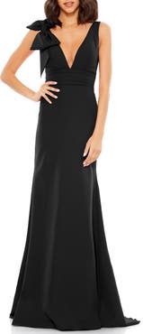 Mac Duggal Sleeveless V Neck Bow Detail Mermaid Gown