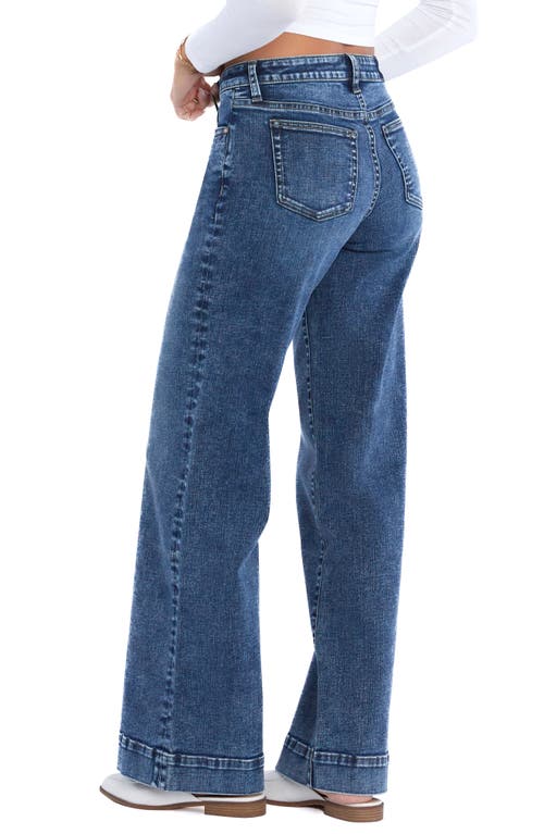 Hint Of Blu Mighty High Waist Wide Leg Jeans In Trouser Blue