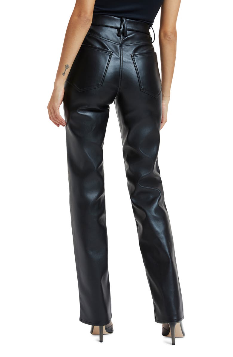 Good American Better Than Leather Faux Leather Good Icon Pants, Alternate, color, Black001