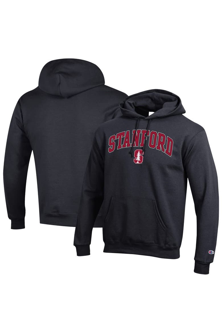 Men's Champion  Black Stanford Cardinal Arch Over Logo Pullover Hoodie, Main, color, Black