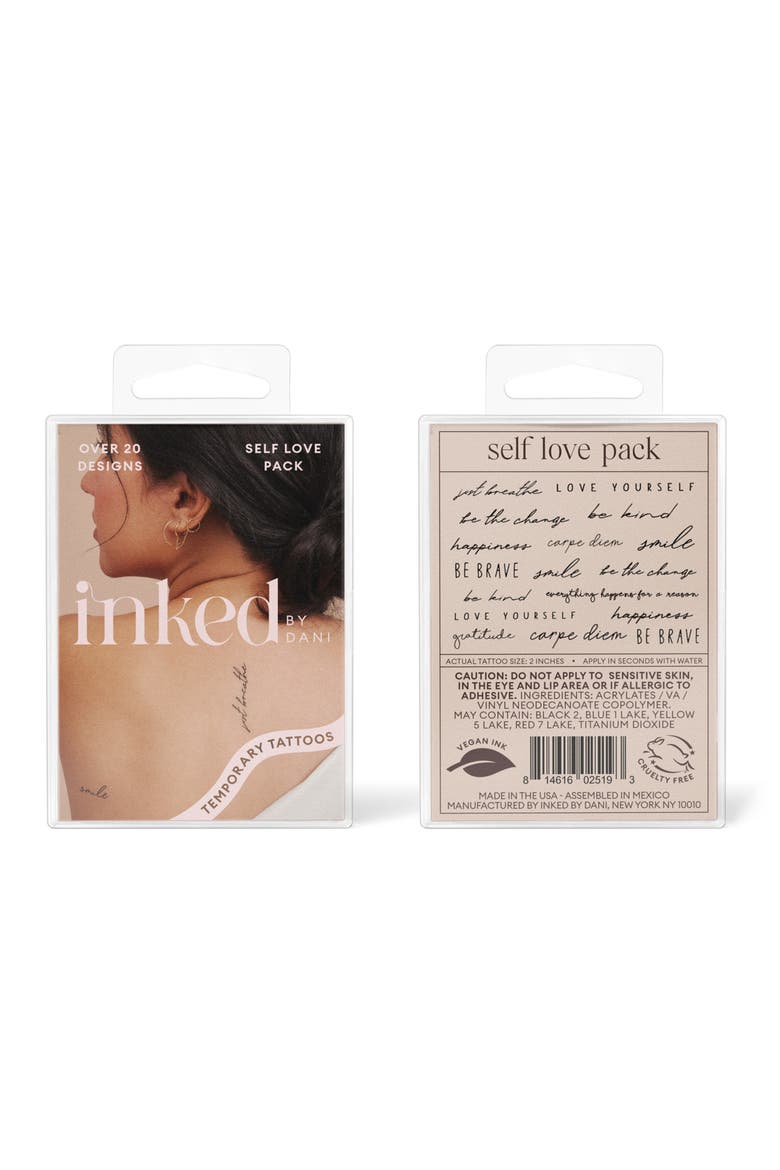 Self Love Pack Temporary Tattoos, Alternate, color, NONE