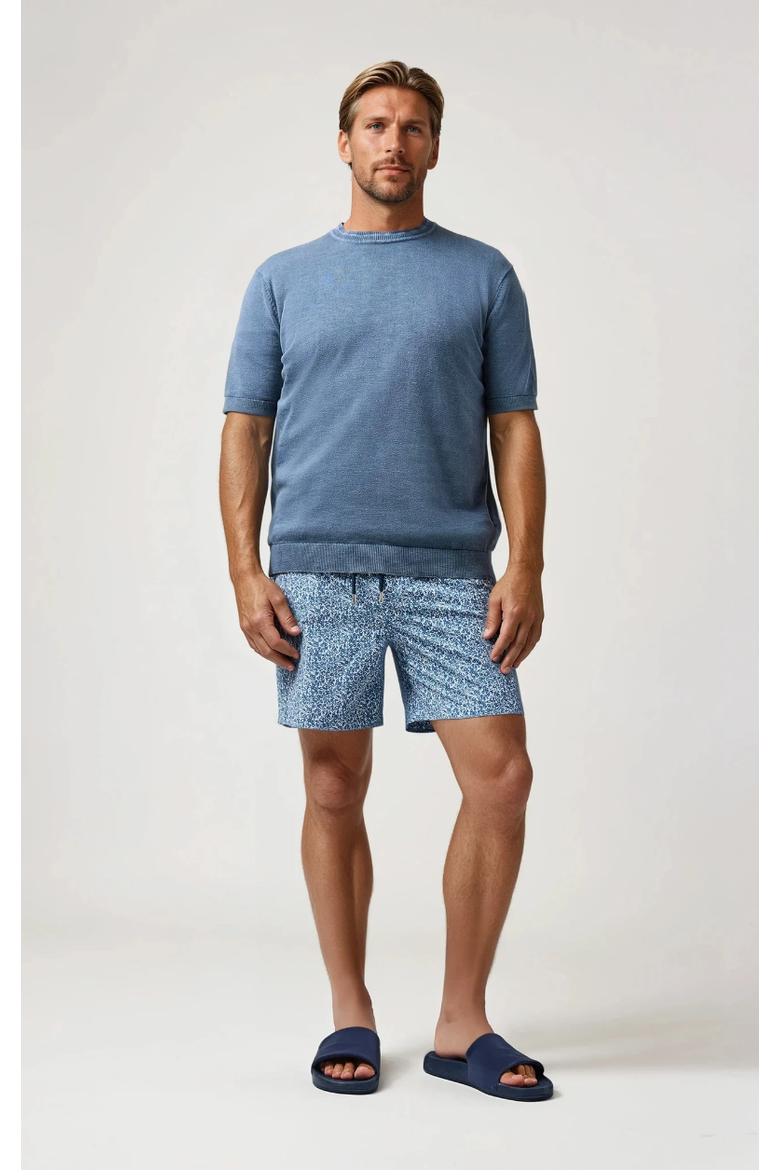Micro Floral Swim Trunk, Main, color, Light Blue