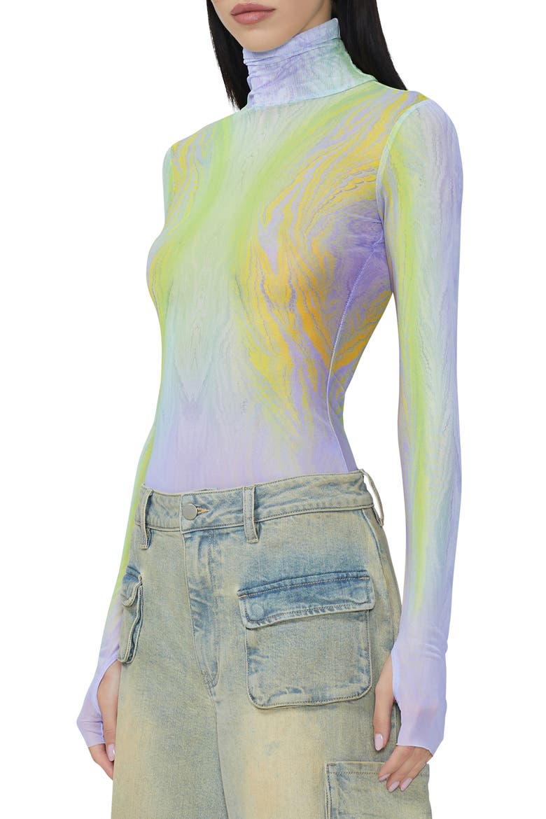 Zadie Print Turtleneck Mesh Top, Alternate, color, PLACED CITRUS SWIRL