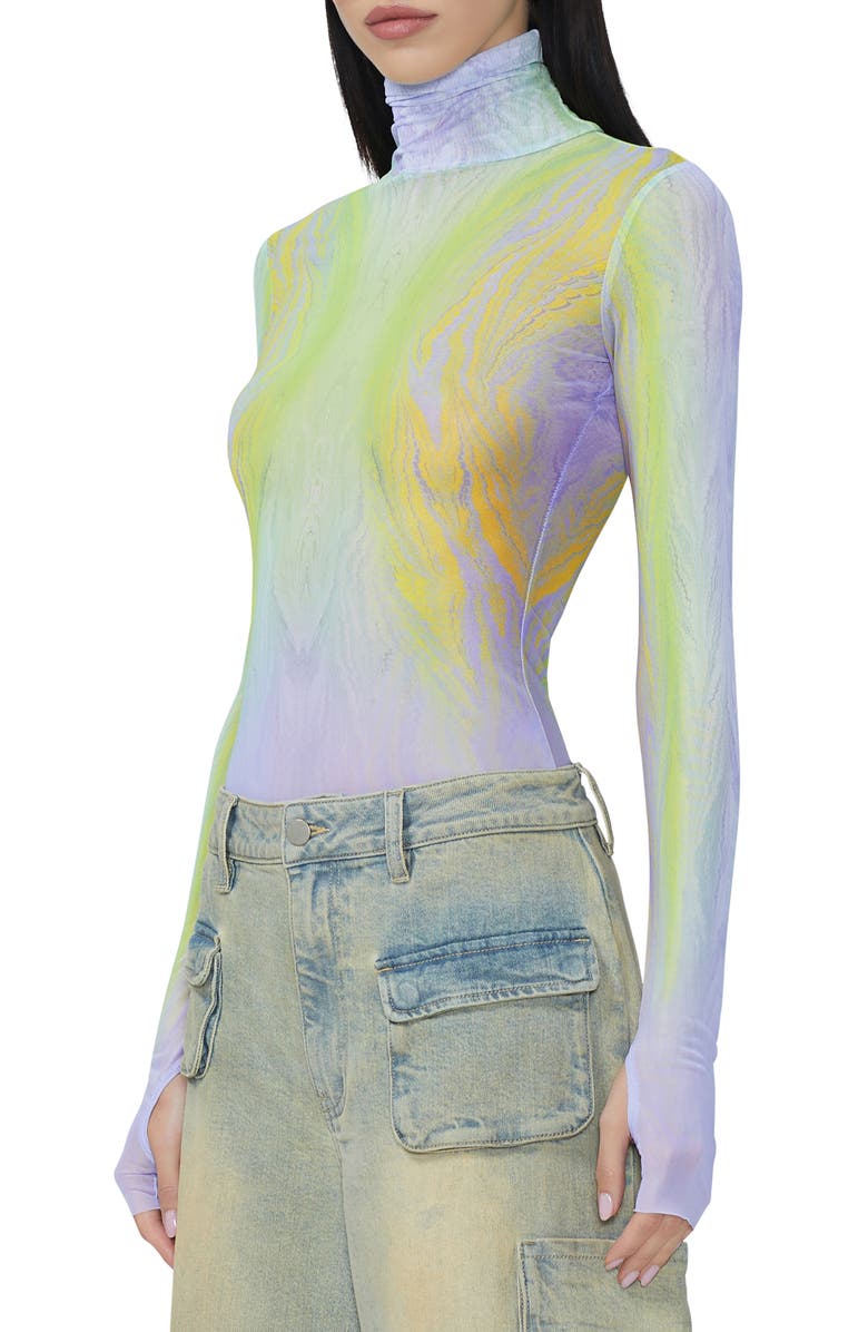 AFRM Zadie Print Turtleneck Mesh Top, Alternate, color, 