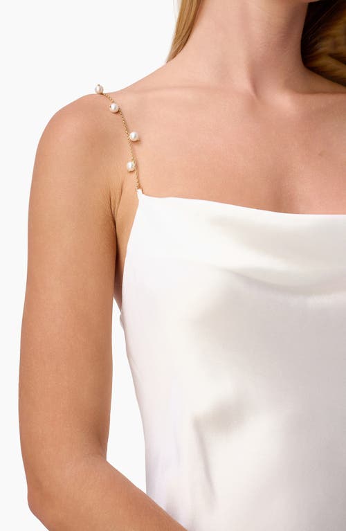 Cami Nyc Shallon Faux Pearl Strap Satin Gown In White