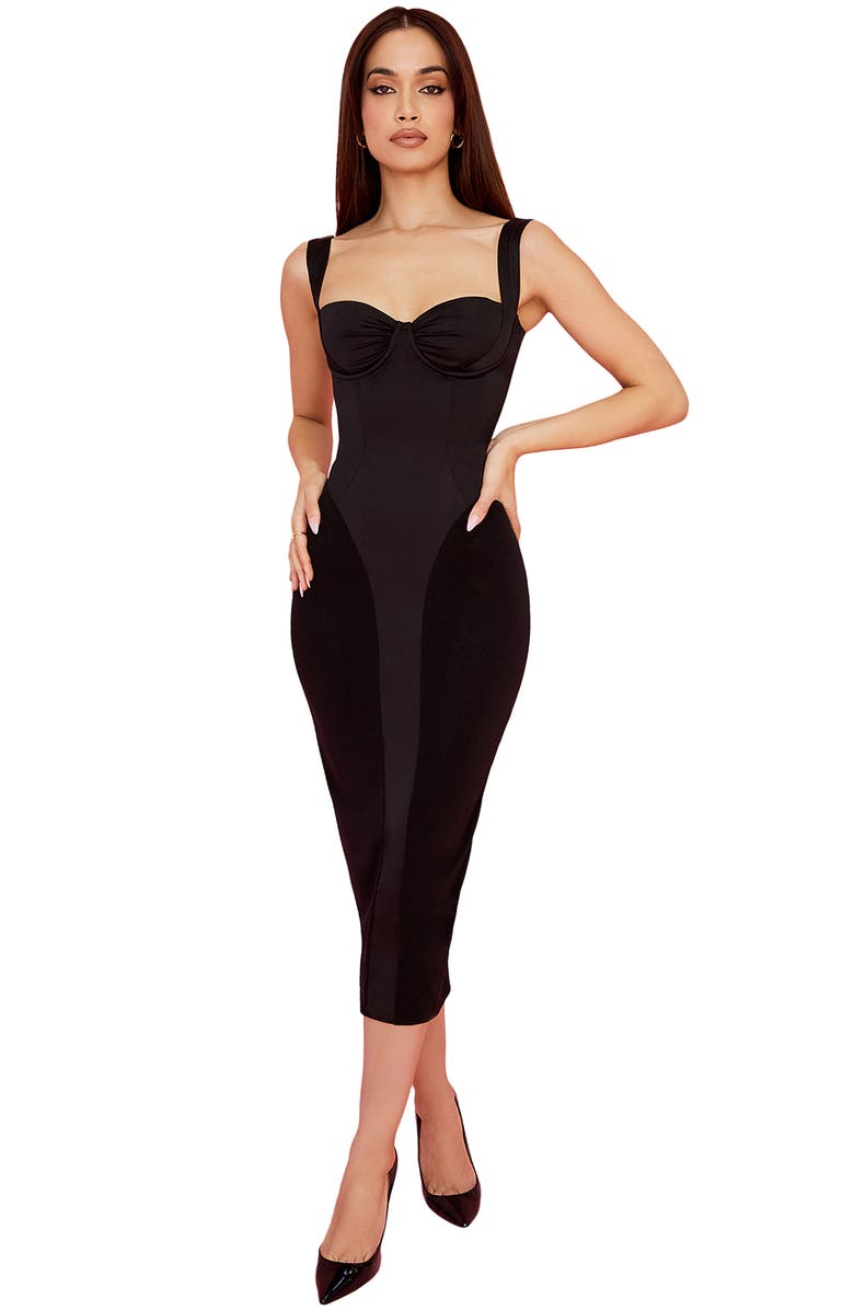 HOUSE OF CB Arielle Full Cup Corset Midi Dress, Alternate, color, Black