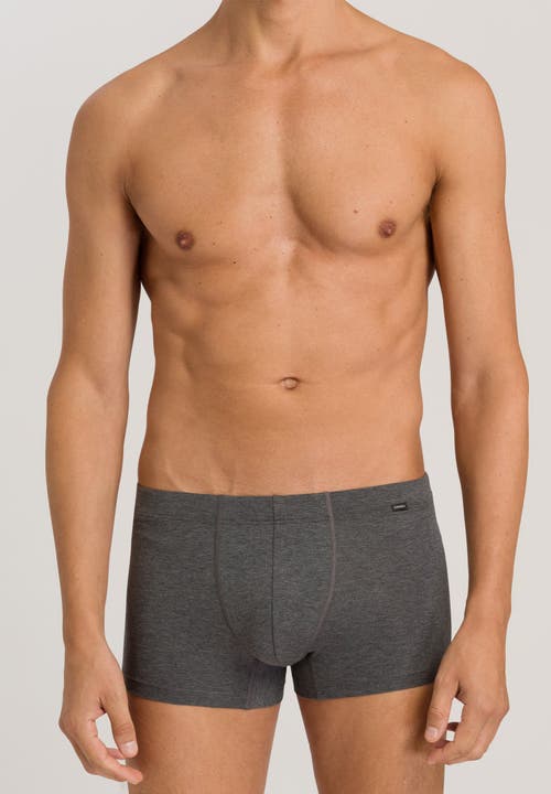 Hanro 2-pack Cotton Boxer Briefs With Covered Waistband In Coal Melange