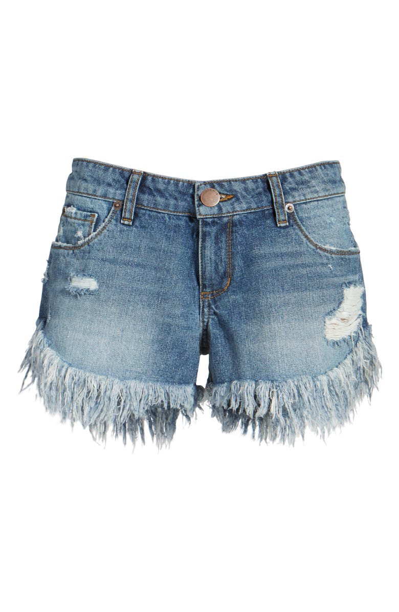 STS Blue Cheeky Frayed Hem Denim Shorts, Alternate, color, 