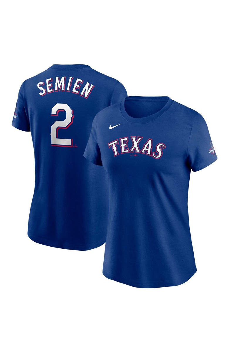 Nike Women's Nike Marcus Semien Royal Texas Rangers 2023 World Series Champions Name & Number T-Shirt, Main, color, 