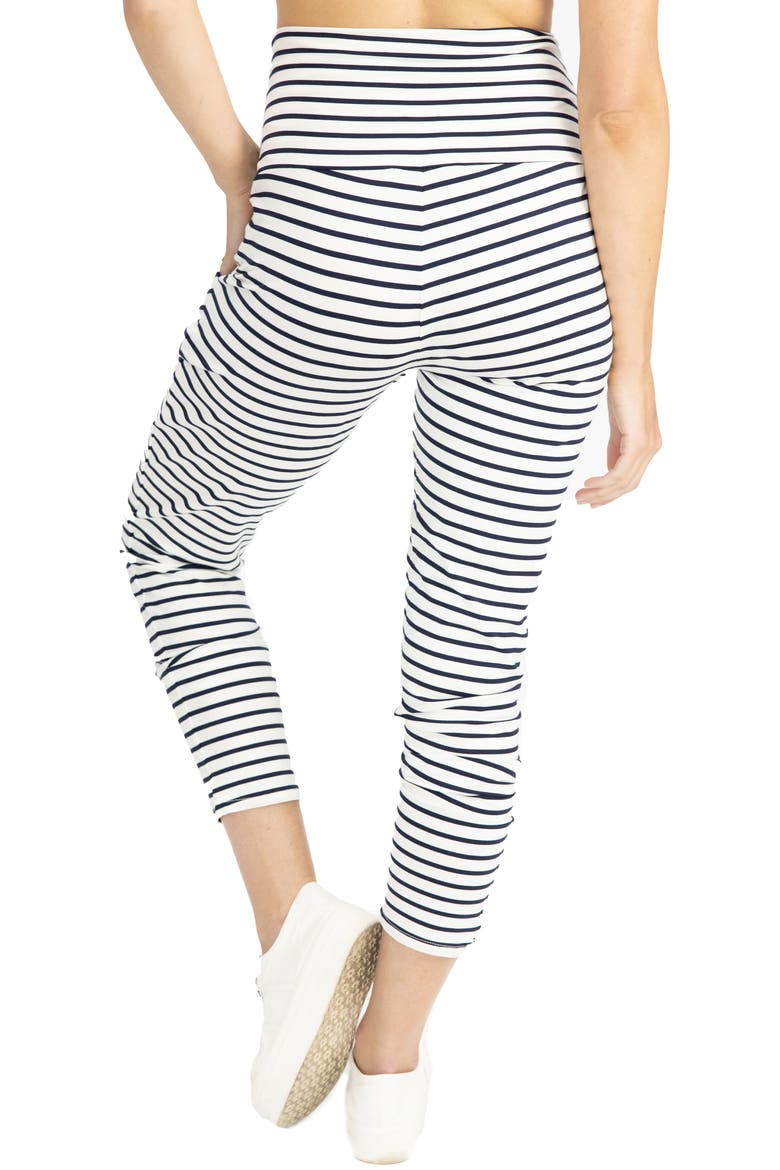 Tapered Casual Maternity Pants, Alternate, color, NAVY/ WHITE STRIPES