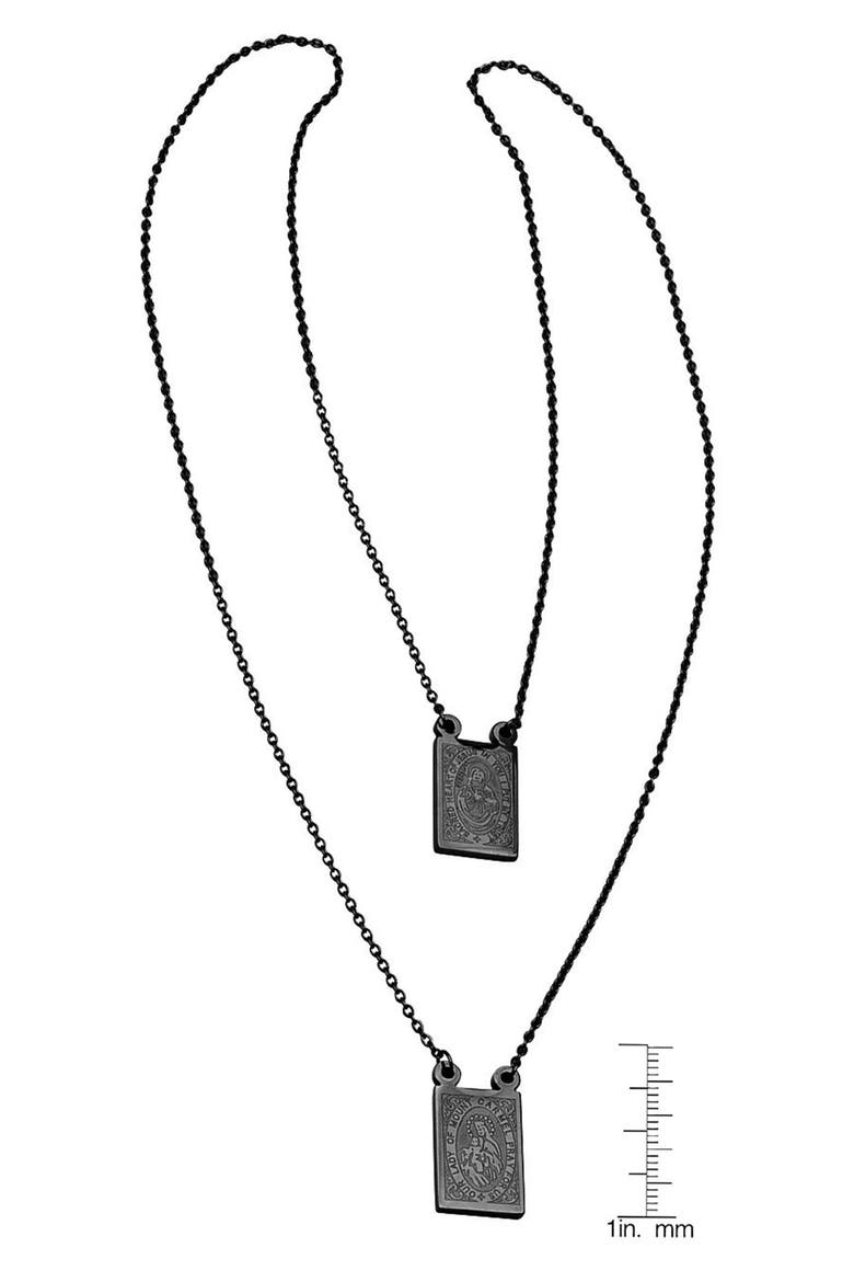 Sacred Heart & Our Lady of Mount Carmel Medallion Necklace, Alternate, color, BLACK