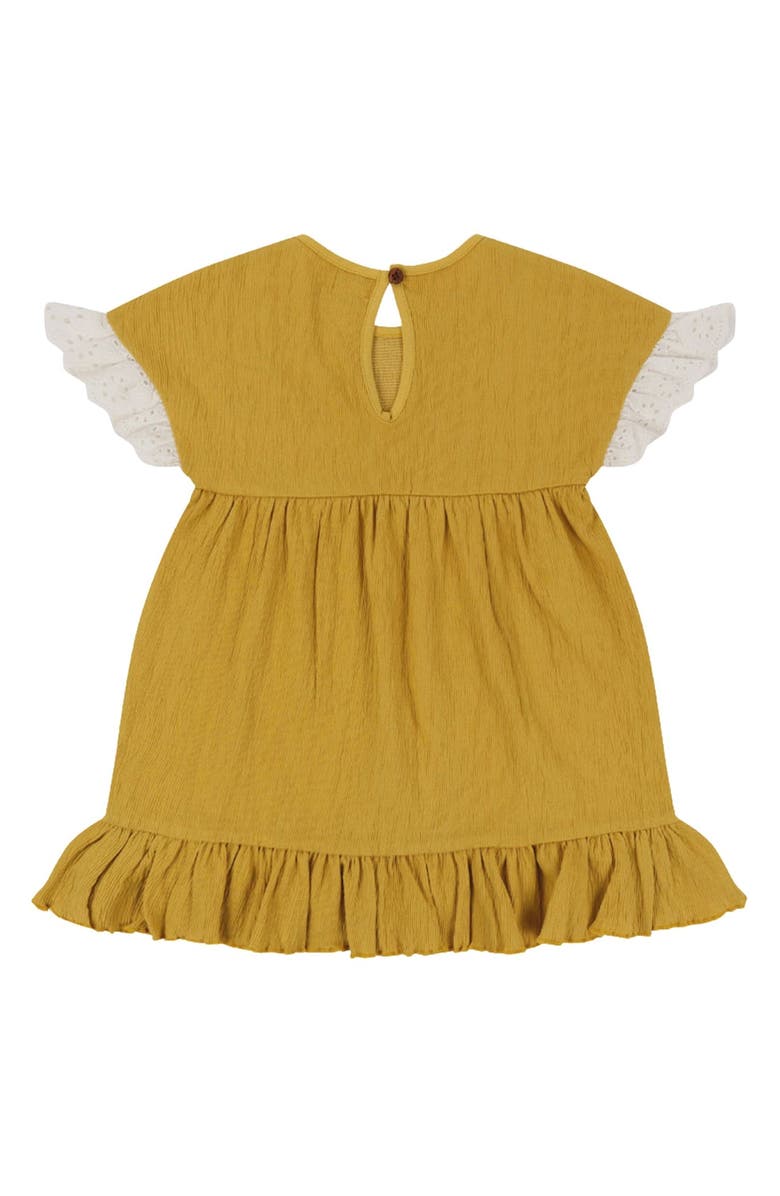 Lilly + Sid Organic Cotton Floral Applique Dress, Alternate, color, Yellow