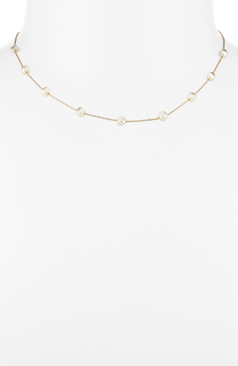 BaubleBar Pearly Whites Drop Huggie Hoop Earrings, Bracelet & Necklace Set, Alternate, color, Pearl