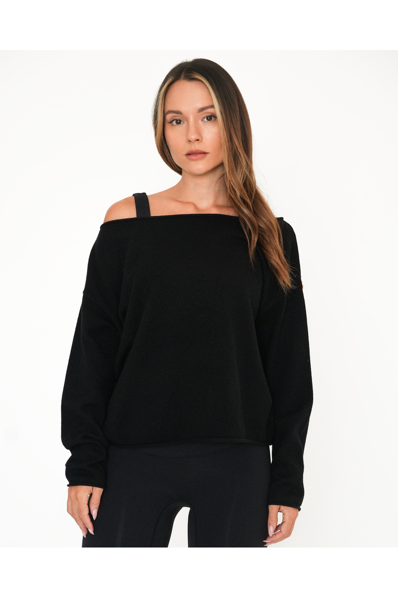 Romy Off Shoulder Cashmere Sweater, Main, color, Black